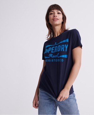 Superdry Neon Classic Real Női Pólók Sötétkék | AJHMC8951